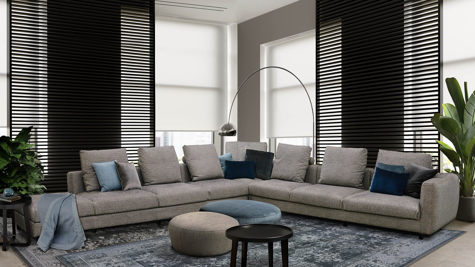 Interior of empty modern living room 3 D rendering