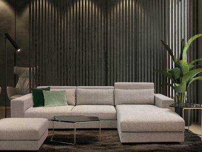 Interior of modern living room with sofa 3 D rendering