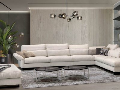 Interior of modern living room with sofa 3 D rendering
