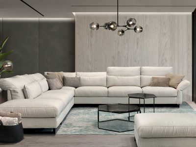 Interior of modern living room with sofa 3 D rendering