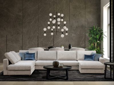 Minimalist Interior of modern living room 3 D rendering